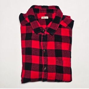 Hollister Red/Black Checkered Flannel Shirt, Size L
